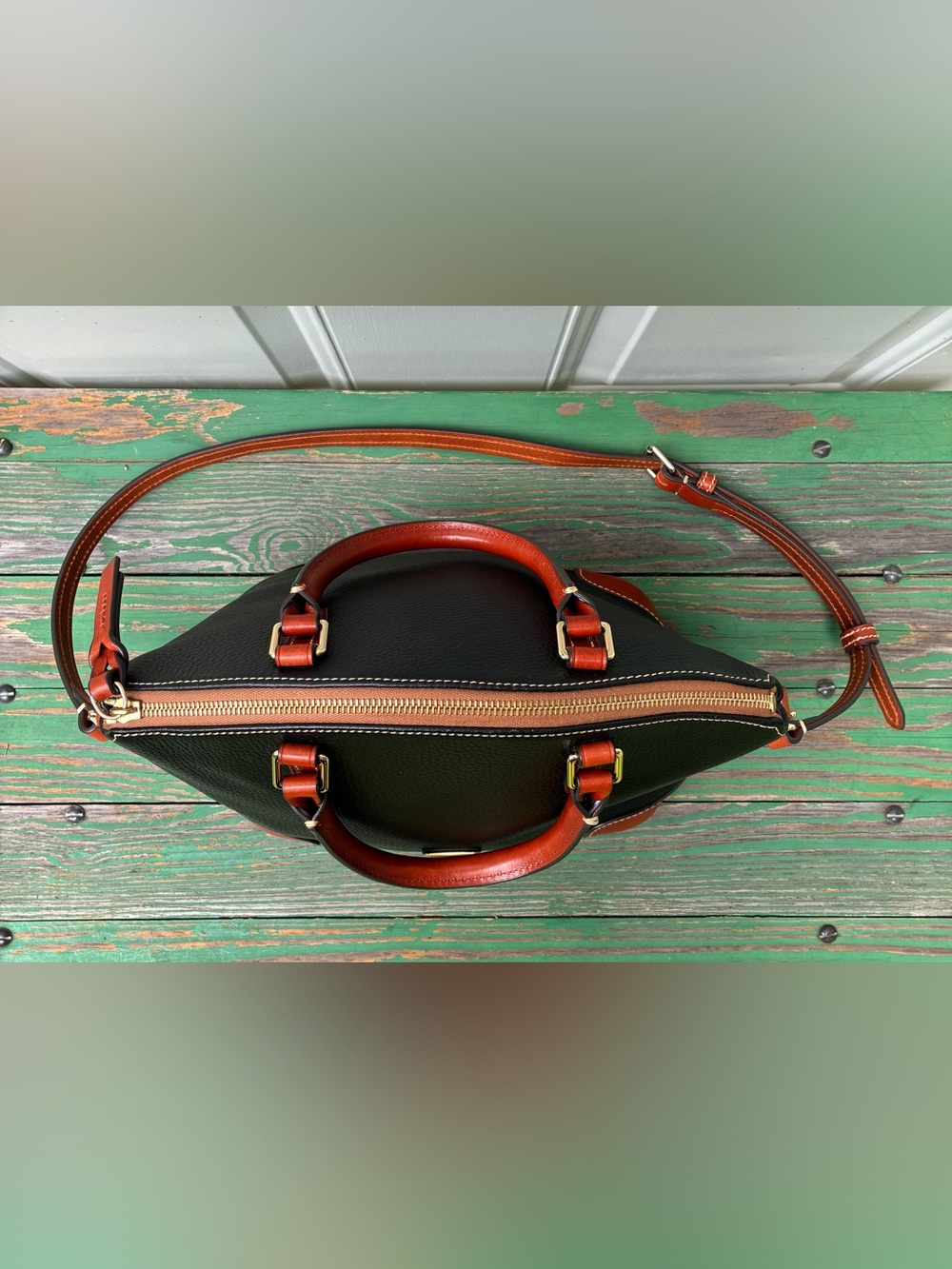 Dooney & Bourke Leather Pebble Grain Domed Satchel Shoulder Bag Black Brown - Picture 16 of 16